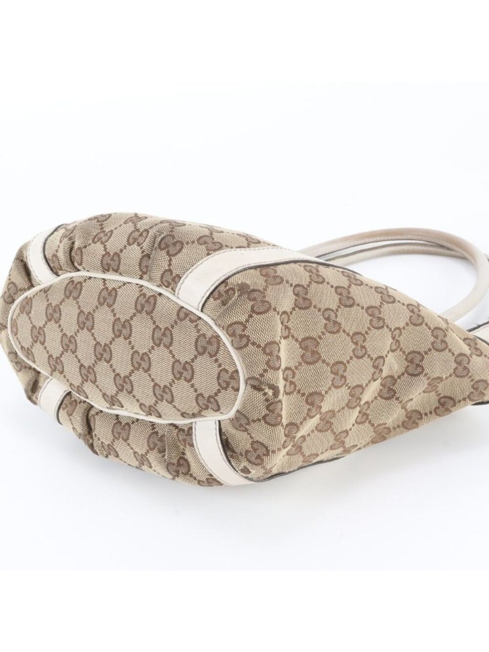 Gucci GG Canvas Abbey Leather Tote Bag Shoulder Hand Gold - Picture 4 of 9